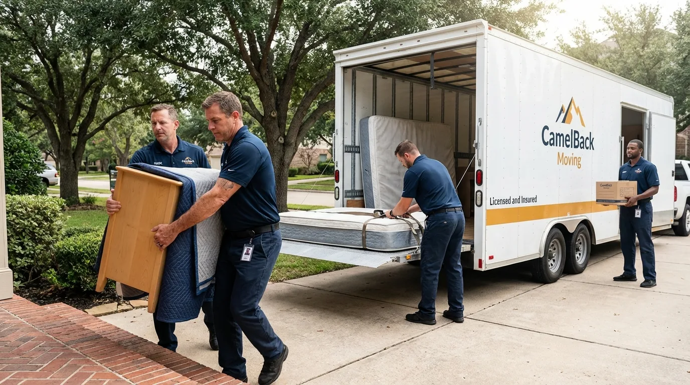 Crew loading residential truck for cross-state move from Buckeye Lake, OH